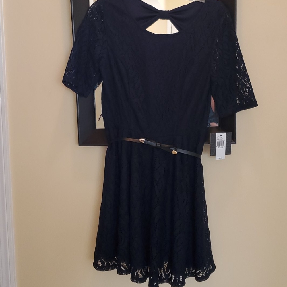 IZ Byer Navy Blue lace dress